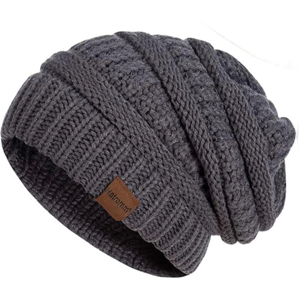 🆕 Dark Gray, Beanie Slouchy Oversized Knit Hat, One Size Fits Most